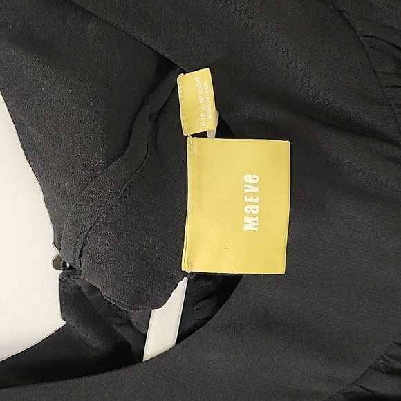 Anthro MAEVE RUFFLE COLD SHOULDER CUT OUT LIGHTWEIGHT BLACK DRESSY BLOUSE SIZE 2 - Picture 14 of 15